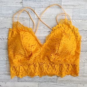 Yellow Lacey bralette/crop top